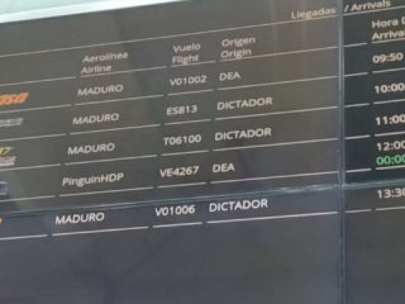 tabellone aeroporto caracas maduro dittatore