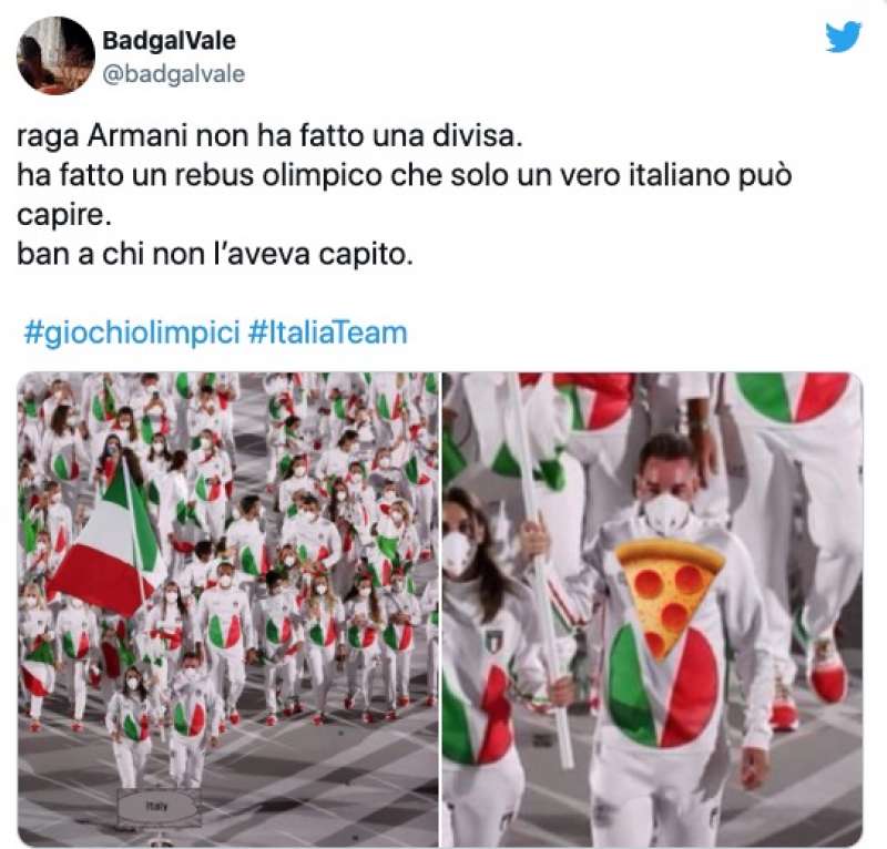 tweet sulla divisa italiana a tokyo2020 3