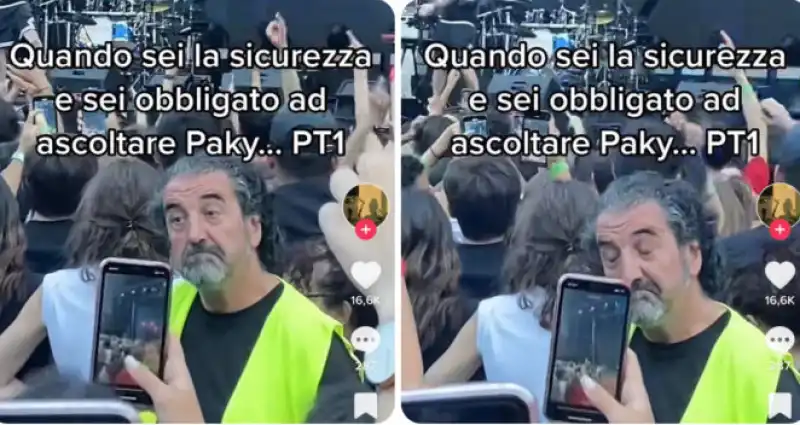 addetto alla sicurezza al concerto di paky