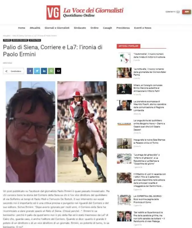 ARTICOLO SU PAOLO ERMINI E IL PALIO SU LA VOCE DEI GIORNALISTI 