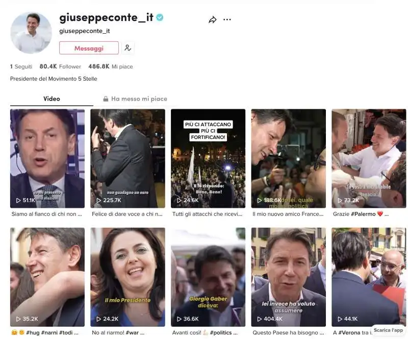 giuseppe conte  su tiktok 