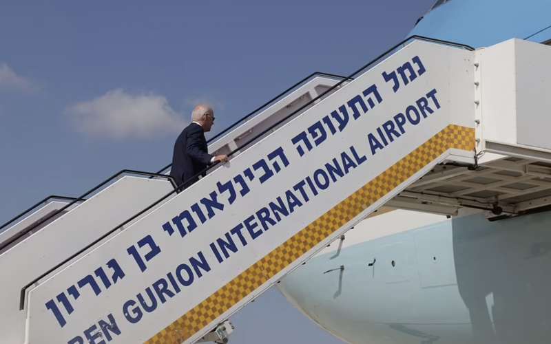 joe biden parte da tel aviv in direzione gedda