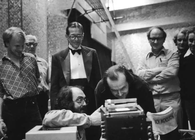 joe turkel, stanley kubrick e jack nicholson sul set di shining 