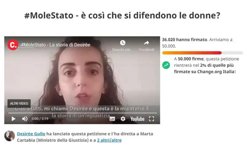 la petizione lanciata da desiree gullo