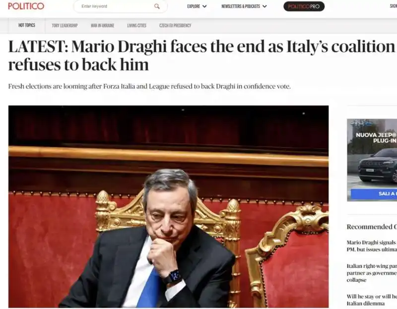 le dimissioni di draghi   politico 