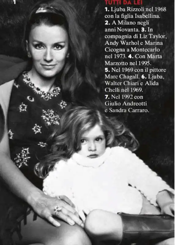 ljuba rizzoli nel 1968 con la figlia isabellina 