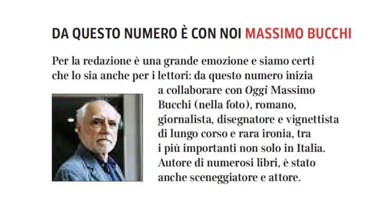 MASSIMO BUCCHI PASSA A OGGI 