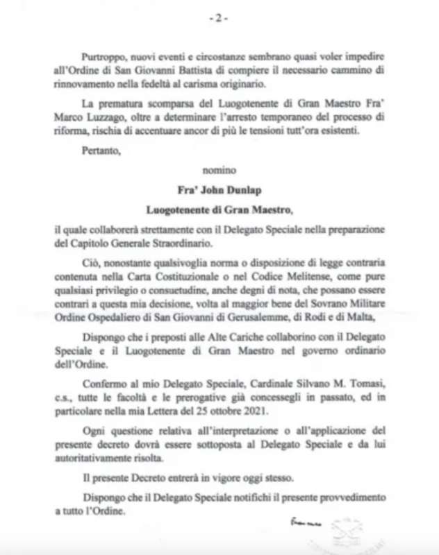 ORDINE DI MALTA NOMINA 2