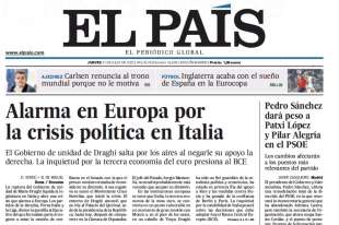 prima pagina el pais sulle dimissioni di draghi