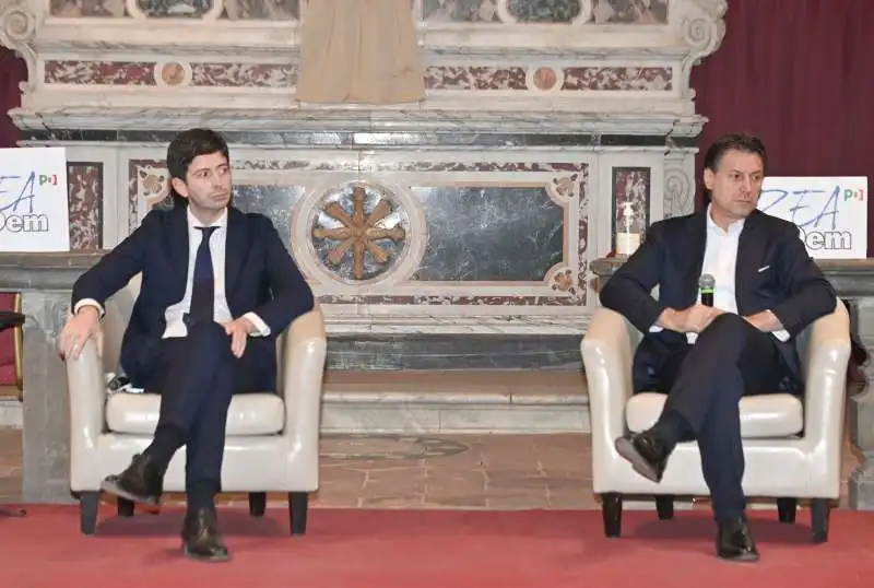 ROBERTO SPERANZA GIUSEPPE CONTE AL CONVEGNO DI AREA DEM A CORTONA