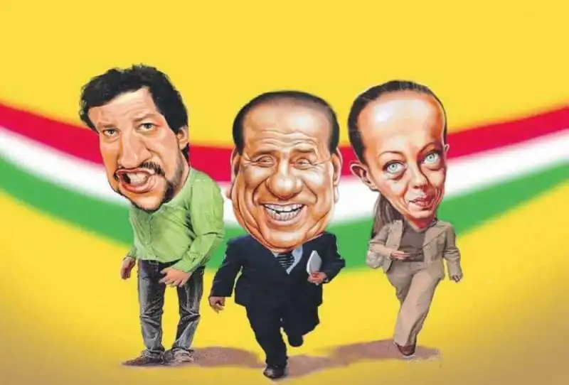 SALVINI - BERLUSCONI - MELONI - VIGNETTA BY BENNY