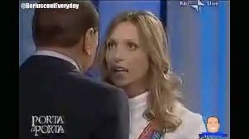 silvio berlusconi e valentina vezzali a porta a porta nel 2008.   