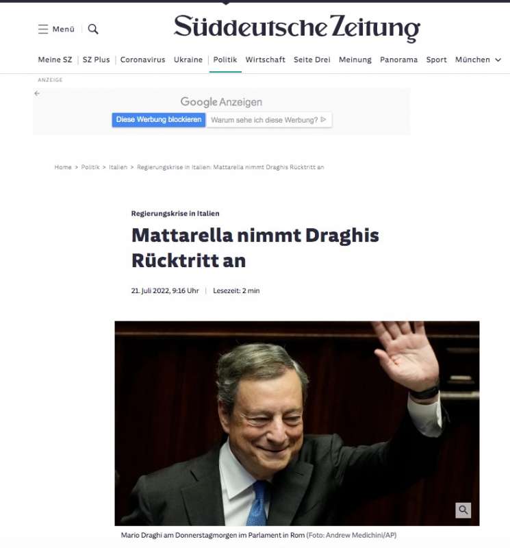 Sueddeutsche Zeitung draghi 2