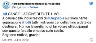 TWEET DELL AEROPORTO DI ACICATENA SUL DAGO-SCOOP TOTTI-BLASI