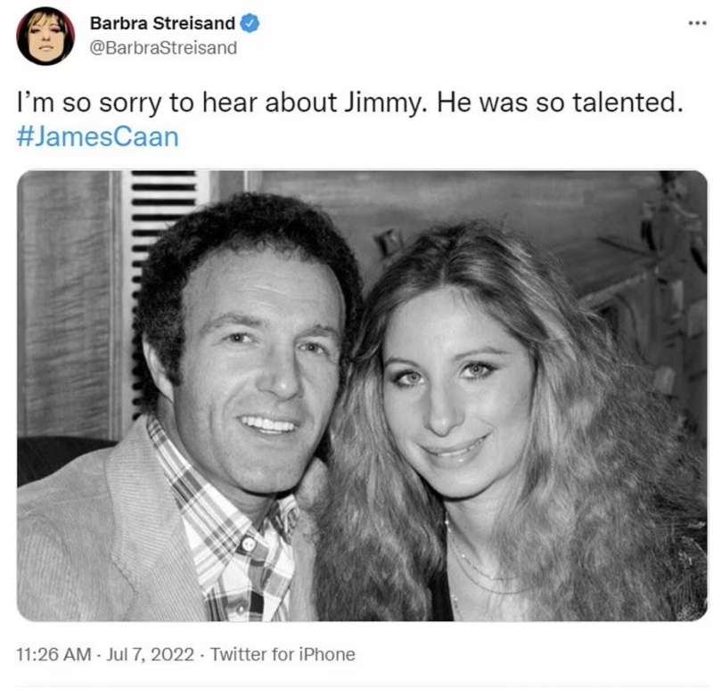 tweet di barbra streisand sulla morte di james caan