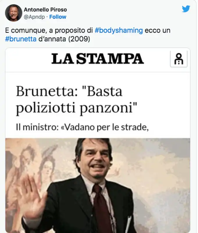 tweet piroso su brunetta