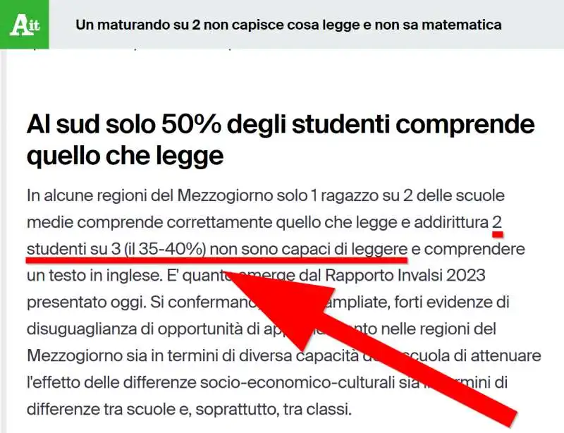 ansa, 2 studenti su 3 non sono il 40 per cento