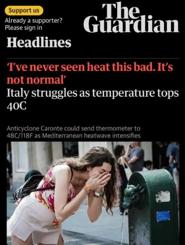 ARTICOLO DEL GUARDIAN SUL CALDO A ROMA 