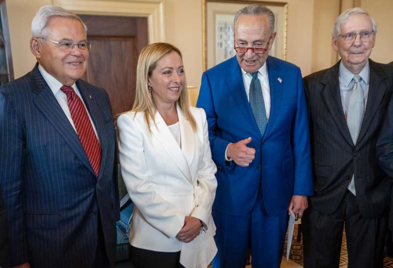 bob menendez giorgia meloni chuck schumer