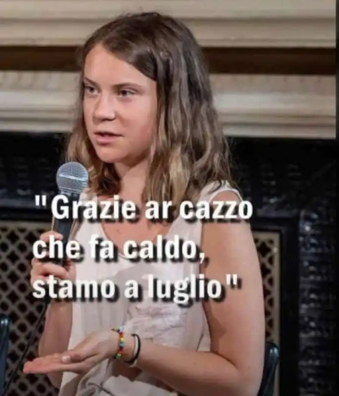 greta thunberg sul caldo a luglio - meme by osho