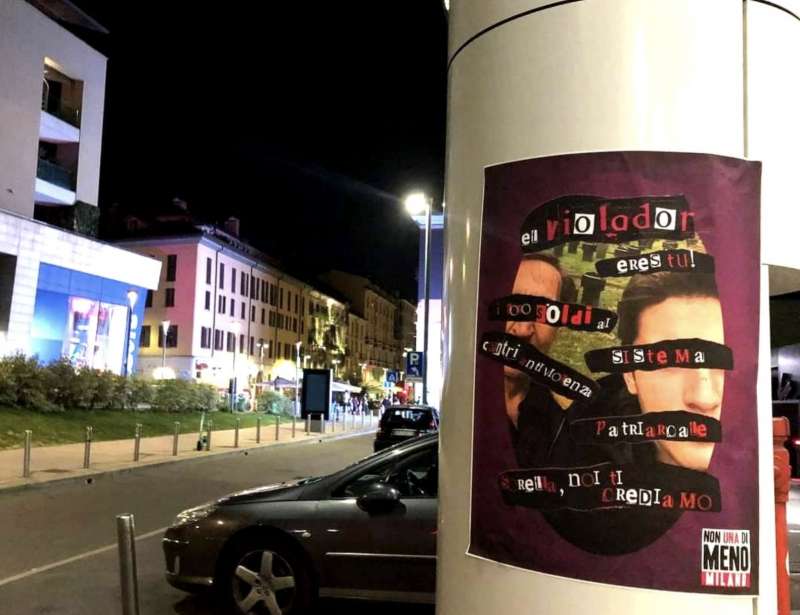 i poster di non una di meno contro la russa a milano 1