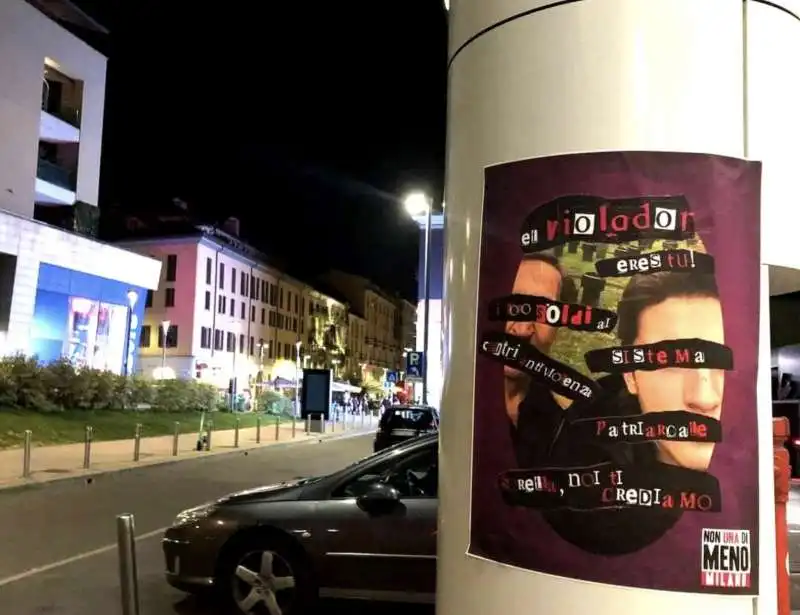 i poster di non una di meno  contro la russa a milano   1