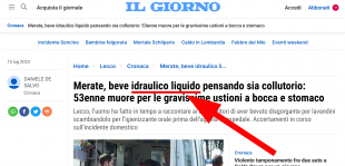 il giorno, beve idraulico liquido