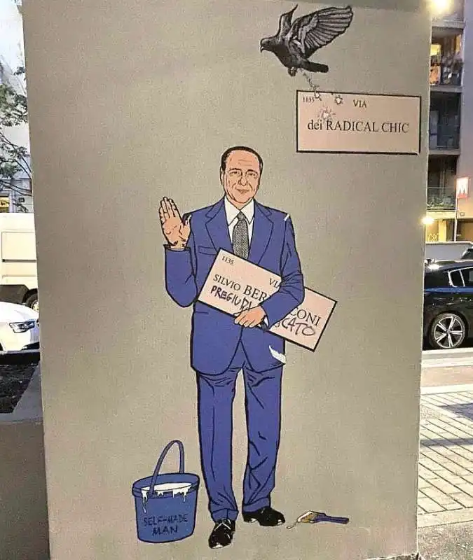 il murale di alexsandro palombo su silvio berlusconi vandalizzato   3