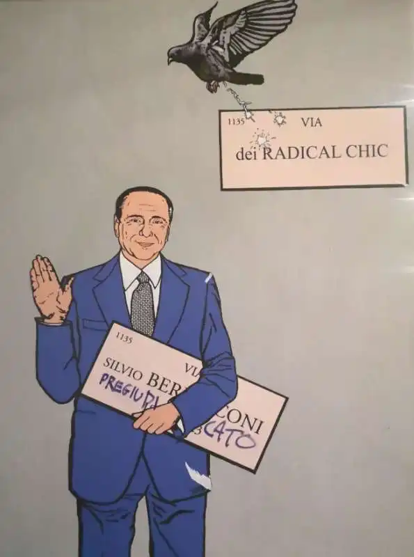 il murale di alexsandro palombo su silvio berlusconi vandalizzato   4