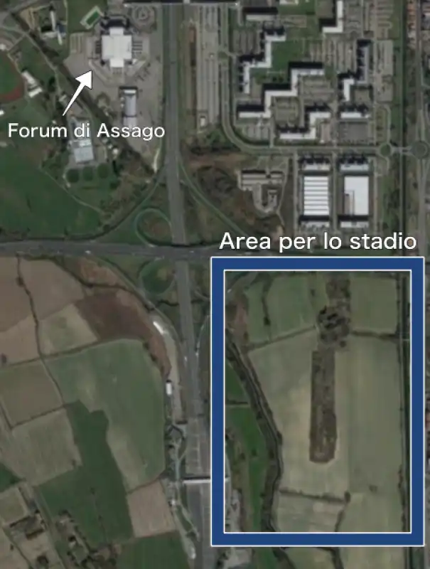 l area del nuovo stadio dell inter a rozzano 