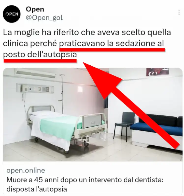 open, sedazione al posto dell'autopsia