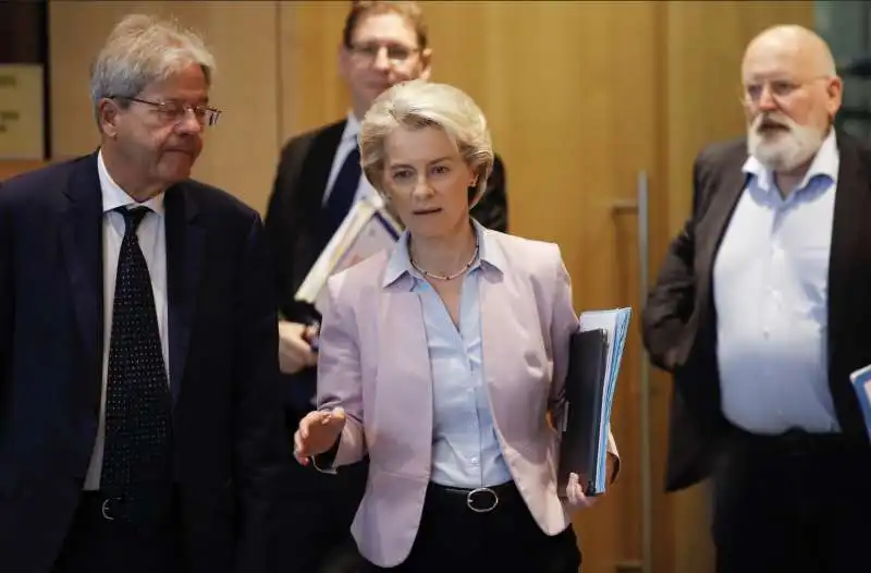 PAOLO GENTILONI URSULA VON DER LEYEN FRANS TIMMERMANS 