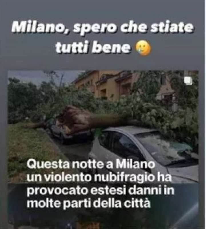 post di chiara ferragni sul nubifragio a milano