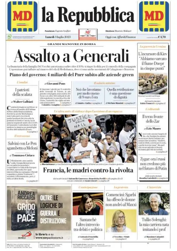 REPUBBLICA - ASSALTO A GENERALI - 3 LUGLIO 2023