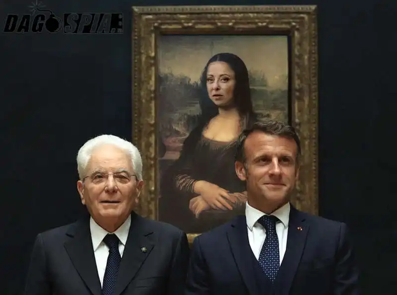 SERGIO MATTARELLA EMMANUEL MACRON E GIOCONDA MELONI - MEME 