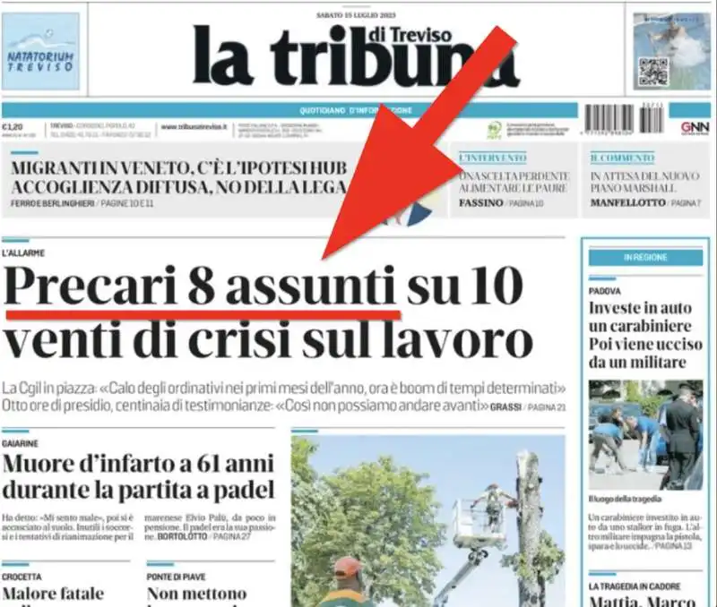 tribuna di treviso, precari ma assunti 