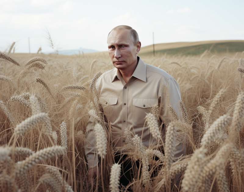 vladimir putin in un campo di grano immagine creata con midjourney 1