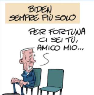 biden sempre piu solo vignetta by rolli il giornalone la stampa