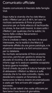 comunicato della sorella di marco violi