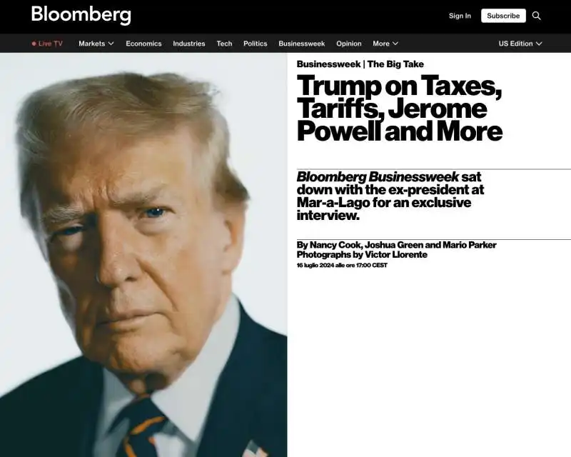 DONALD TRUMP SU BLOOMBERG BUSINESSWEEK 