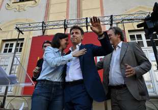 elly schlein giuseppe conte angelo bonelli genova, manifestazione per le dimissioni di giovanni toti