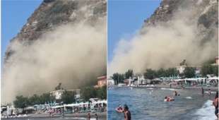 frana sulla spiaggia a monte di procida