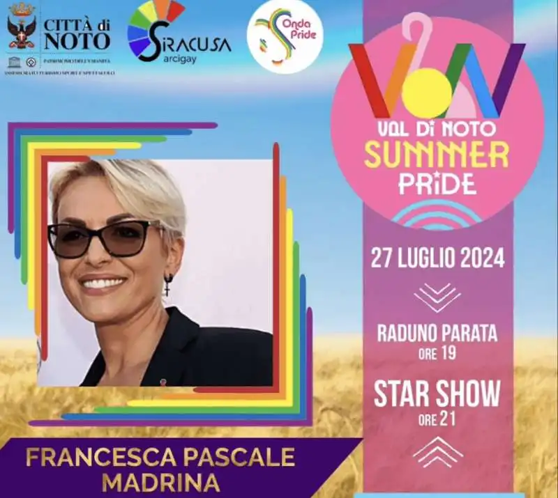 FRANCESCA PASCALE MADRINA DEL NOTO SUMMER PRIDE 