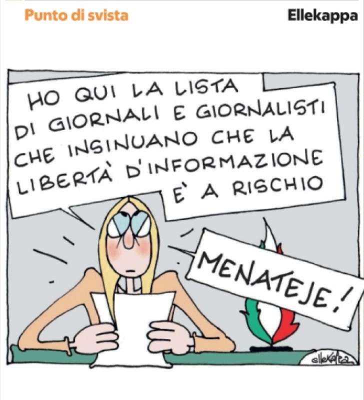 GIORGIA MELONI CONTRO I GIORNALISTI - VIGNETTA DI ELLEKAPPA