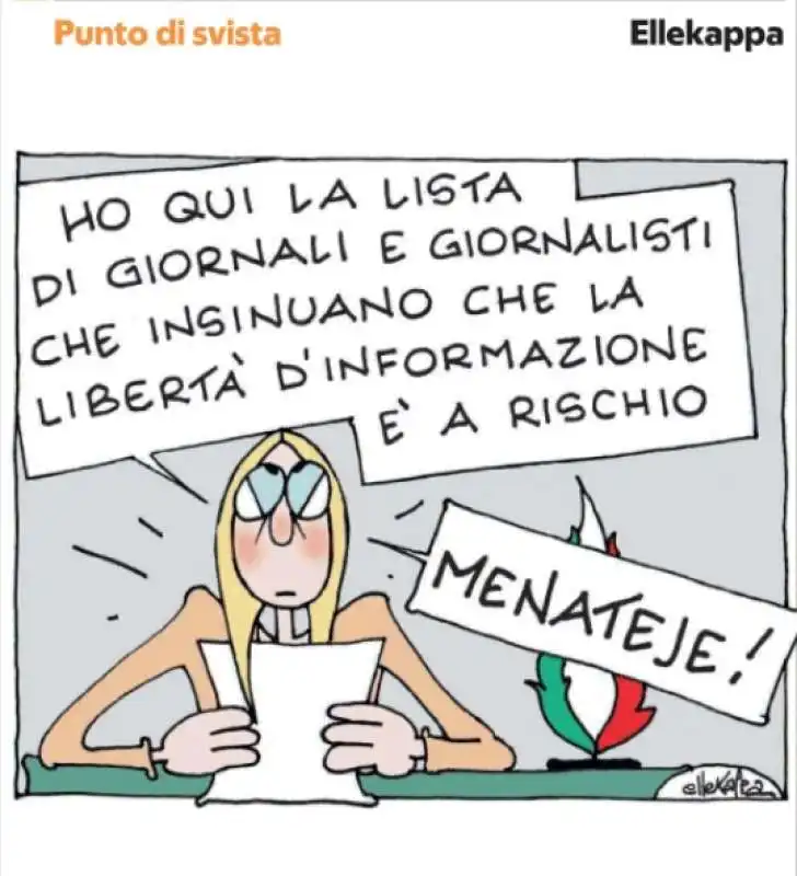 GIORGIA MELONI CONTRO I GIORNALISTI - VIGNETTA DI ELLEKAPPA