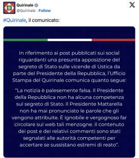 IL COMUNICATO DEL QUIRINALE - FAKE NEWS SU USTICA E MATTARELLA