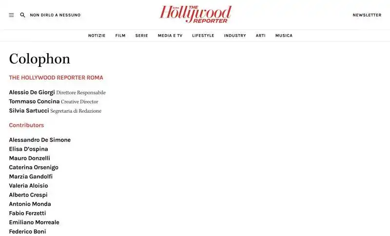 IL NUOVO COLOPHON DI HOLLYWOOD REPORTER 