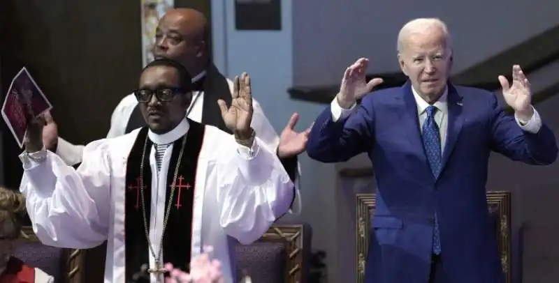 joe biden alla Mount Airy Church of God in Christ di Philadelphia