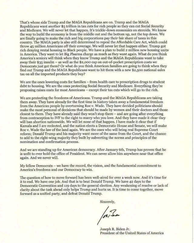 LETTERA DI JOE BIDEN AI DEMOCRATICI - 1