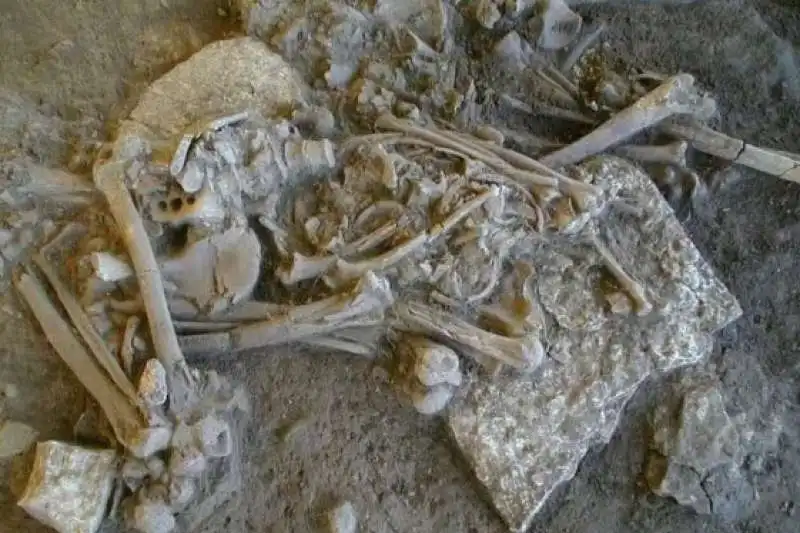 Lo scheletro di una donna morta ritrovato durante gli scavi archeologici in Svezia.